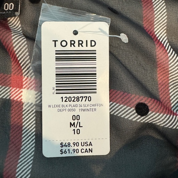 NWT Torrid Button Down Babydoll Blouse - Picture 4 of 8